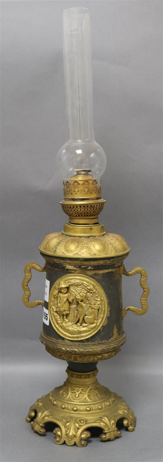 A 19th century French bronze and gilt metal lamp base height 31cm